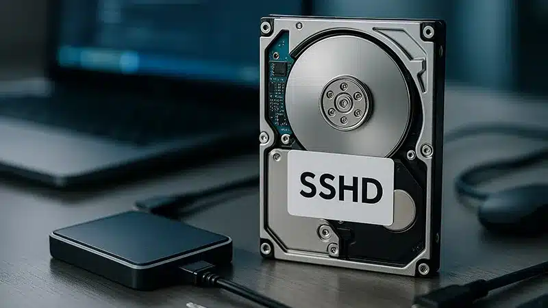 تصویری از هارد SSHD روی میز مدرن