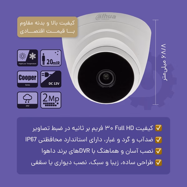 ویژگی‌های دوربین مداربسته داهوا مدل T1A21P