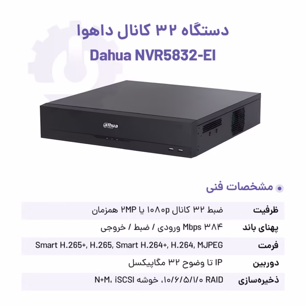 مشخصات فنی ان وی ار ۳۲ کانال داهوا مدل DHI-NVR5832-EI