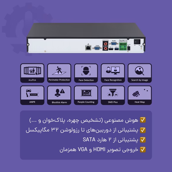 ویژگی‌های ان وی آر 32 کانال داهوا مدل NVR5232-EI