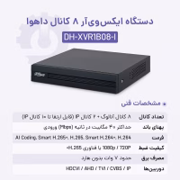 مشخصات فنی دستگاه 8 کانال داهوا مدل XVR1B08-I