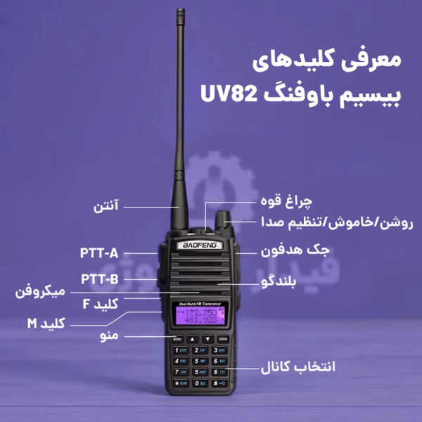 بیسیم باوفنگ uv82 همراه با آنتن و بلندگو